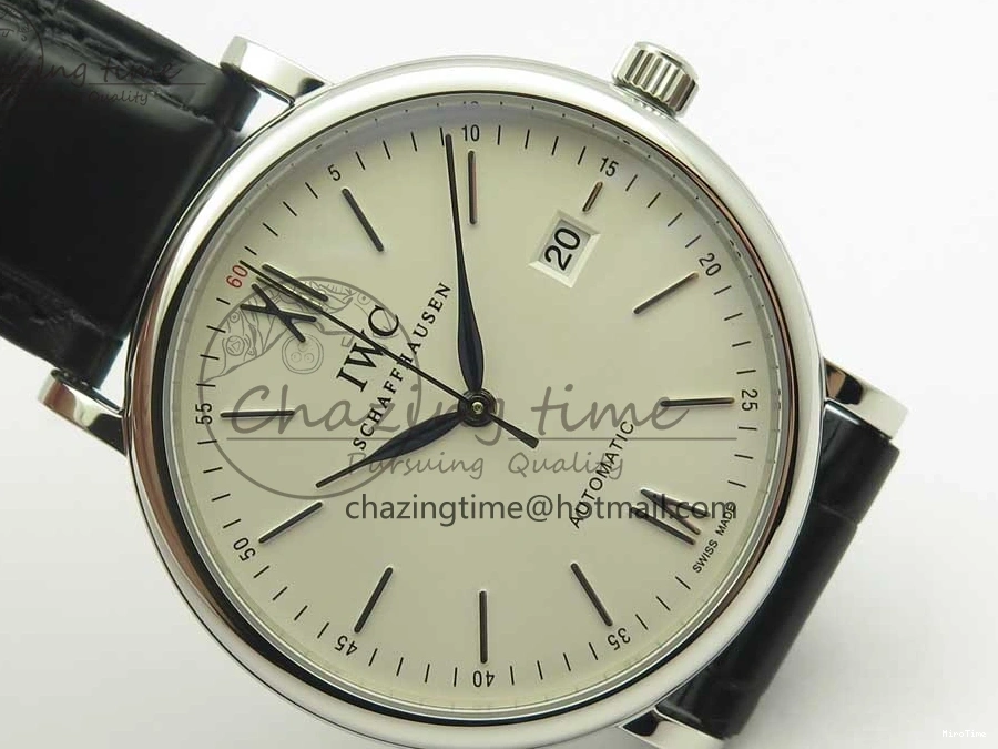 MIROTIME 0105 Supportive Portofino Automatic SS AF 1:1 Best Edition White Dial on Black Croco Leather Strap A 7184